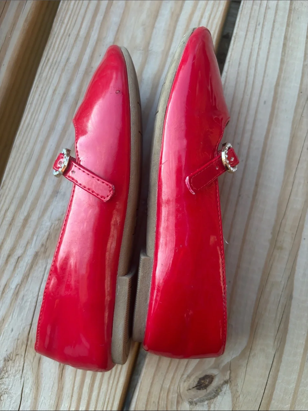Gymboree Red Patent Mary Jane Flats with Jeweled Buckle